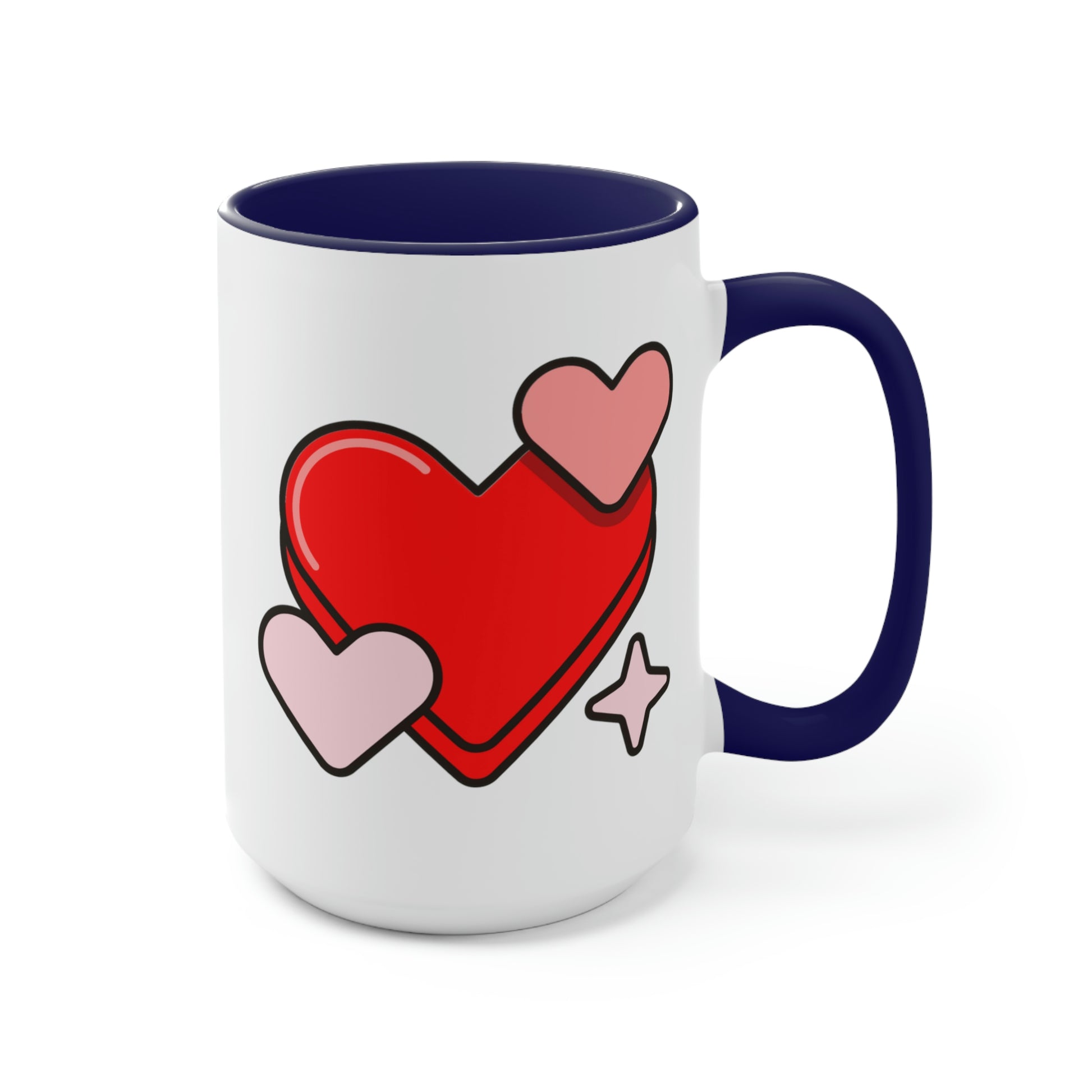 Heart Love Two Tone 15oz Mug, Valentine's Day Mug, Couples Romantic Mug, Cute Mug For Girlfriend, Love Mug For Wife, Heart Mug For Husband