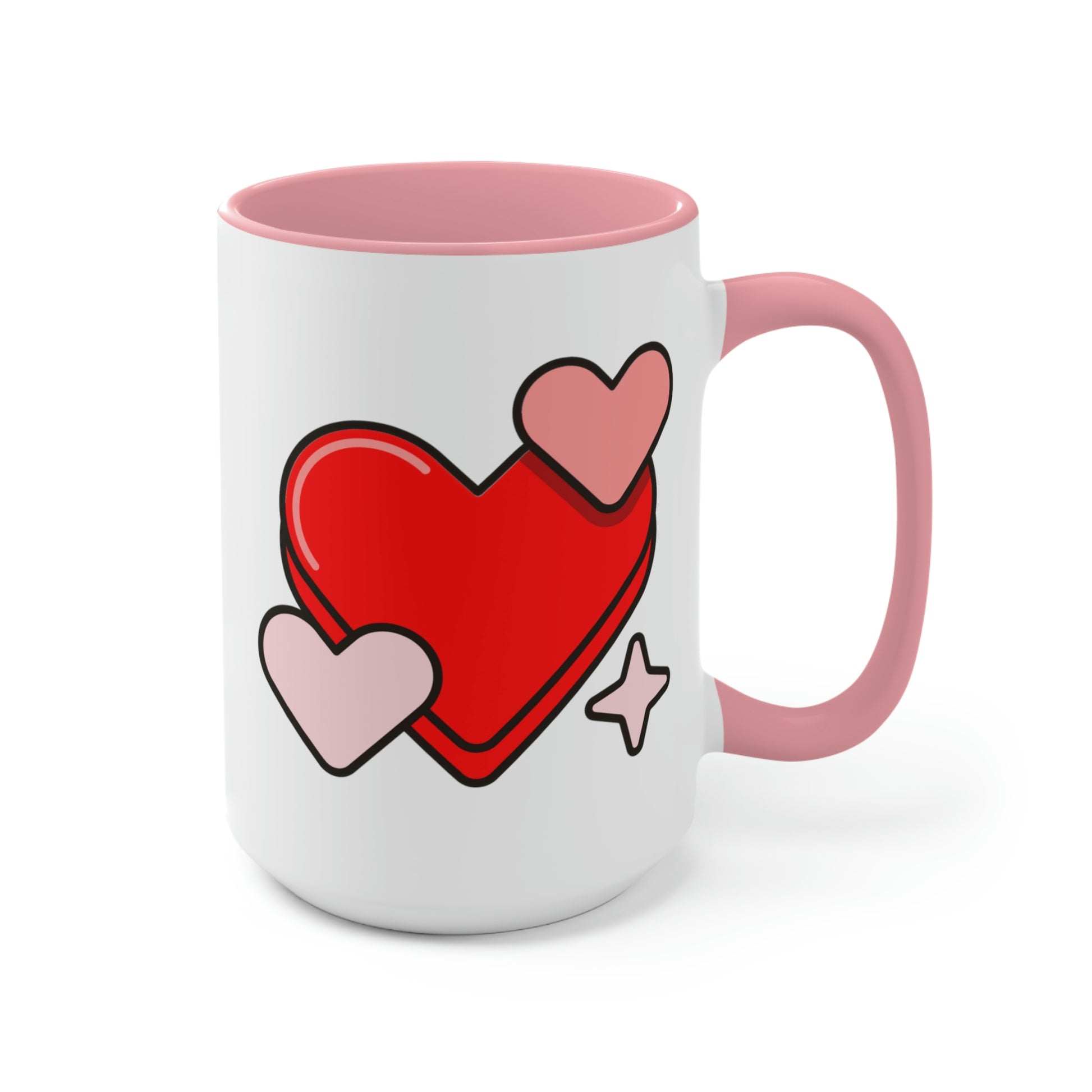 Heart Love Two Tone 15oz Mug, Valentine's Day Mug, Couples Romantic Mug, Cute Mug For Girlfriend, Love Mug For Wife, Heart Mug For Husband