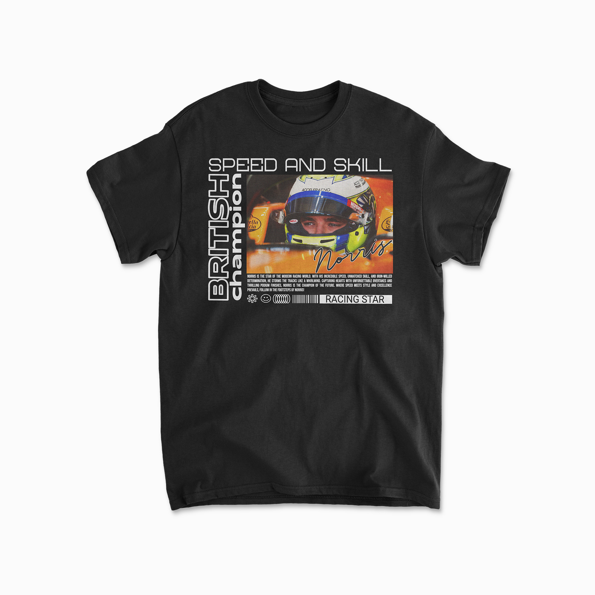 Black Lando Norris Inspired Formula 1 Racing T-Shirt