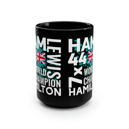 Hamilton 44 15oz Black Mug 2023 Formula Mug F1 Gift United Kingdom Flag Coffee Mug