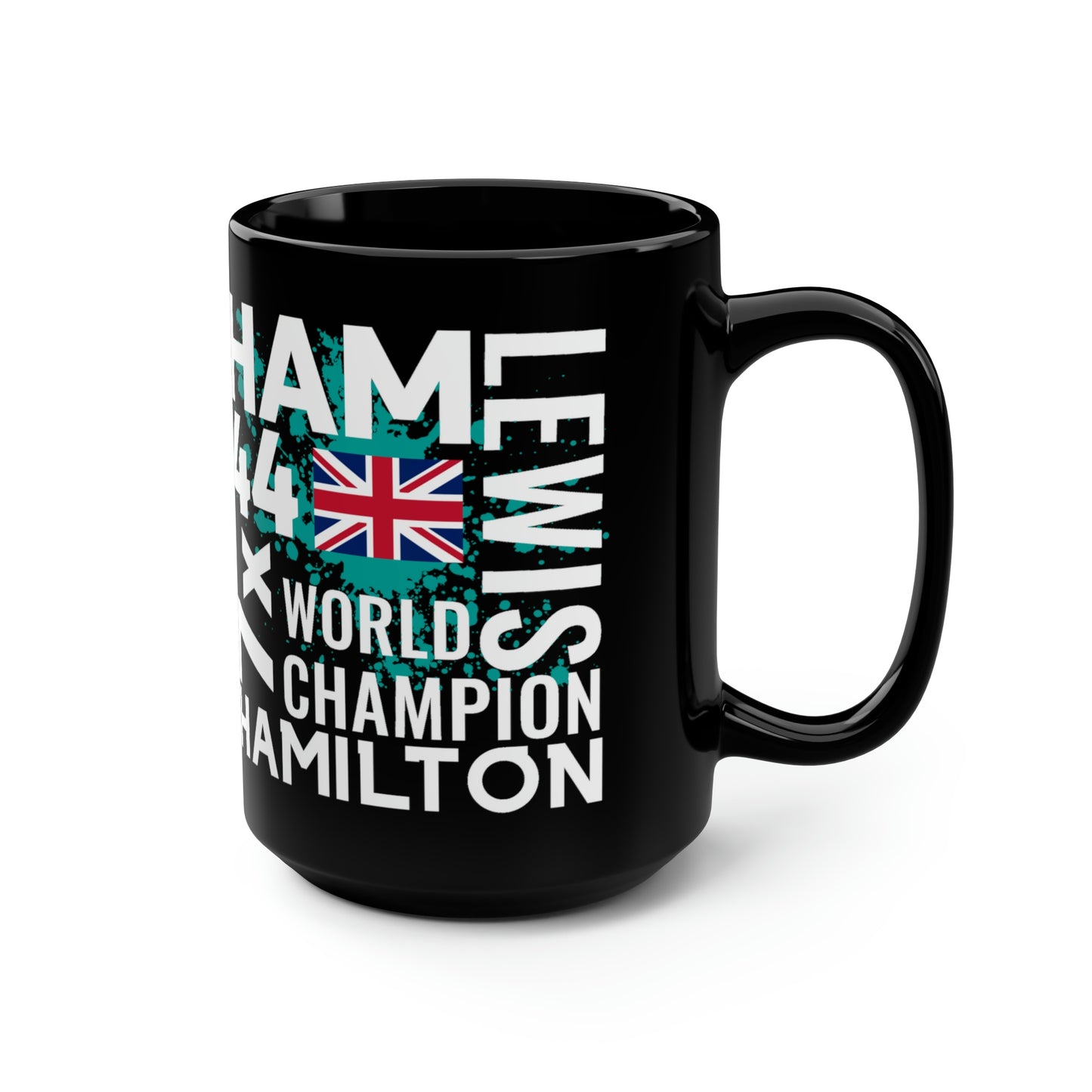 Hamilton 44 15oz Black Mug 2023 Formula Mug F1 Gift United Kingdom Flag Coffee Mug