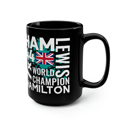 Hamilton 44 15oz Black Mug 2023 Formula Mug F1 Gift United Kingdom Flag Coffee Mug