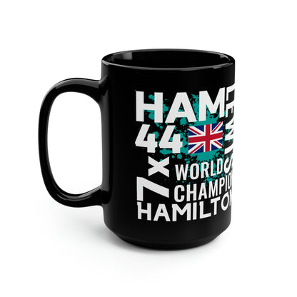 Hamilton 44 15oz Black Mug 2023 Formula Mug F1 Gift United Kingdom Flag Coffee Mug