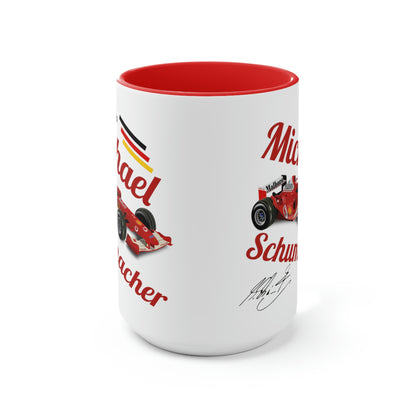 Schumacher Formula Race Mug  F1 Gifts F1 Driver Michael Mug White-Red 15oz Ceramic Two-Tone Coffee Mugs Car Cuppa